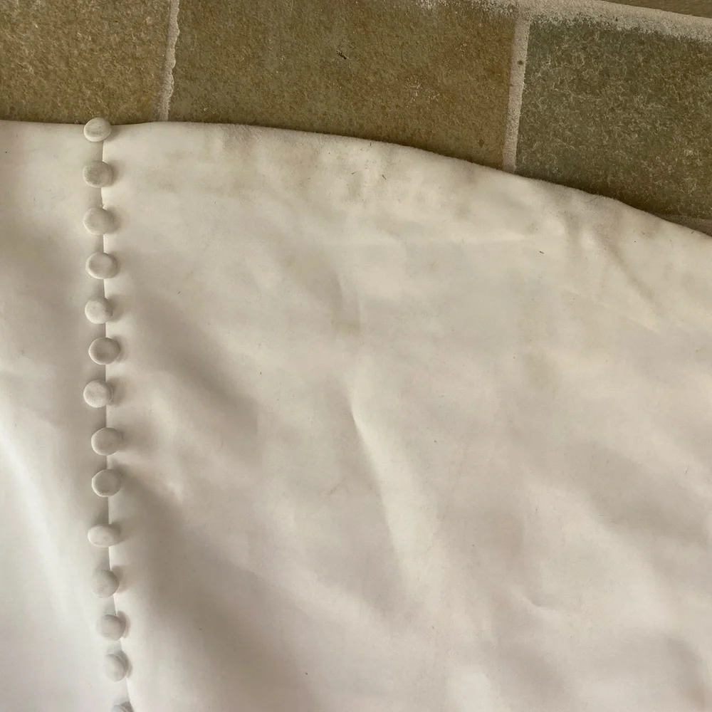 BHLDN Strapless White Mermaid Wedding Gown with Covered Buttons
